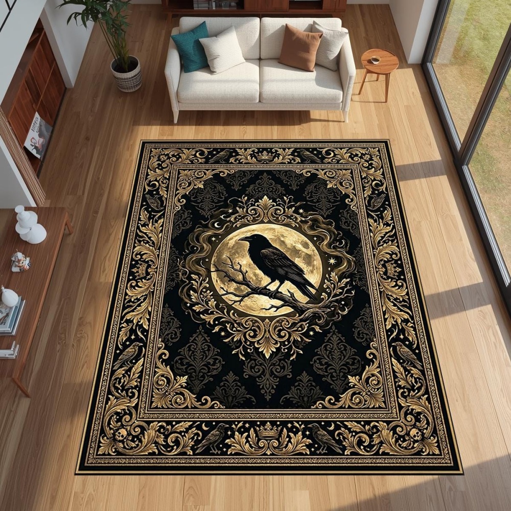 Coffee Equipment At Home - Gothic Golden Raven Full Moon Print