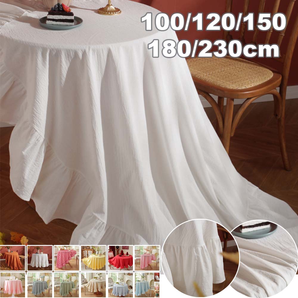 Coffee Equipment At Home - Einfarbige runde Tischdecke aus gewaschener Baumwolle